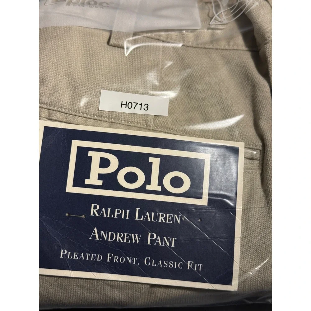 Vintage Polo Ralph Lauren Andrew Pant Pleated Chino Sand 36x32 New With Tags